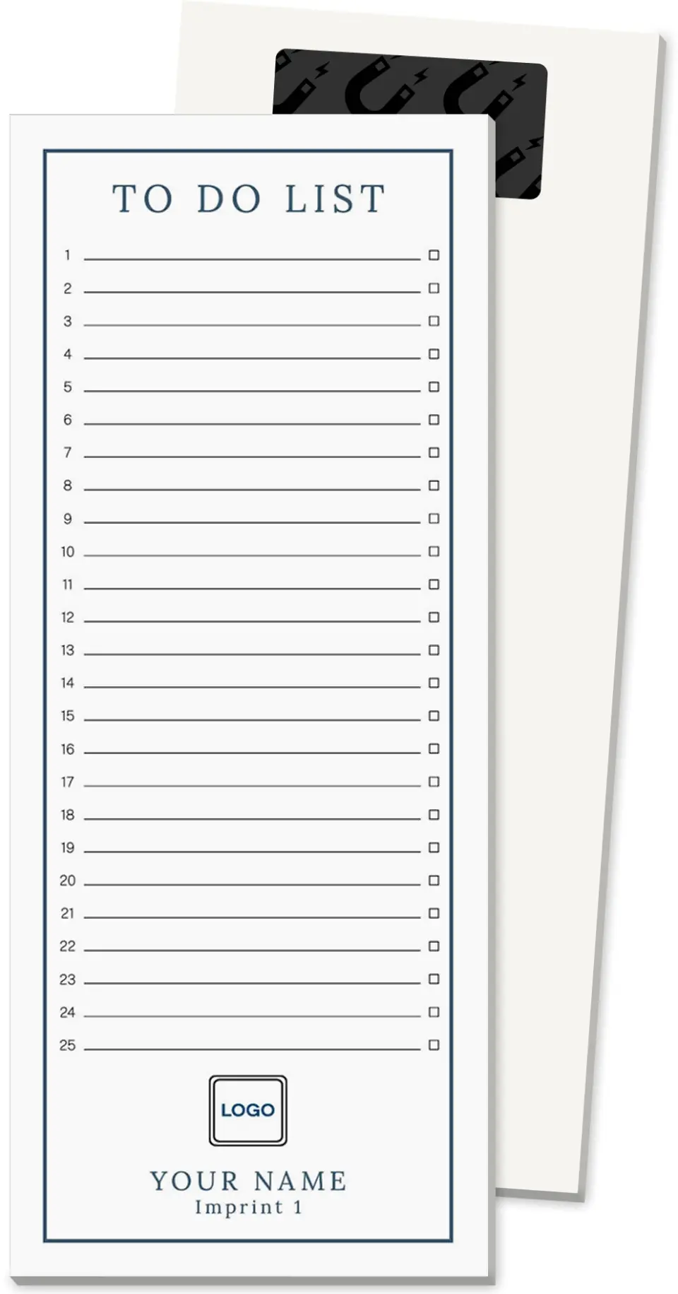 This is a 3½" x 8½" Magnetic Notepad called Organization is the Foundation printed in full color
