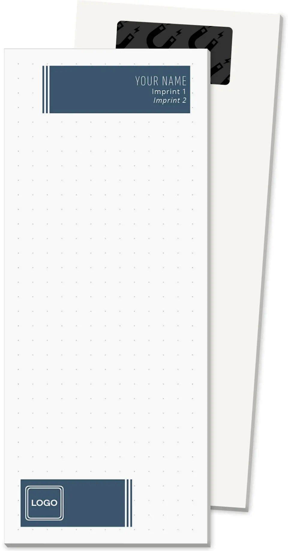 This is a 3½" x 8½" Magnetic Notepad called The Primary Asset printed in full color
