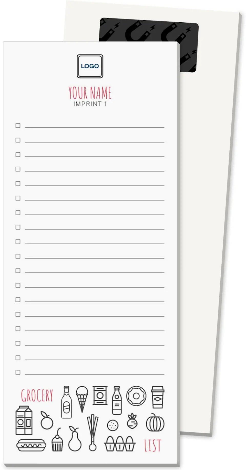 This is a 3½" x 8½" Magnetic Notepad called Planning Your Meals printed in full color