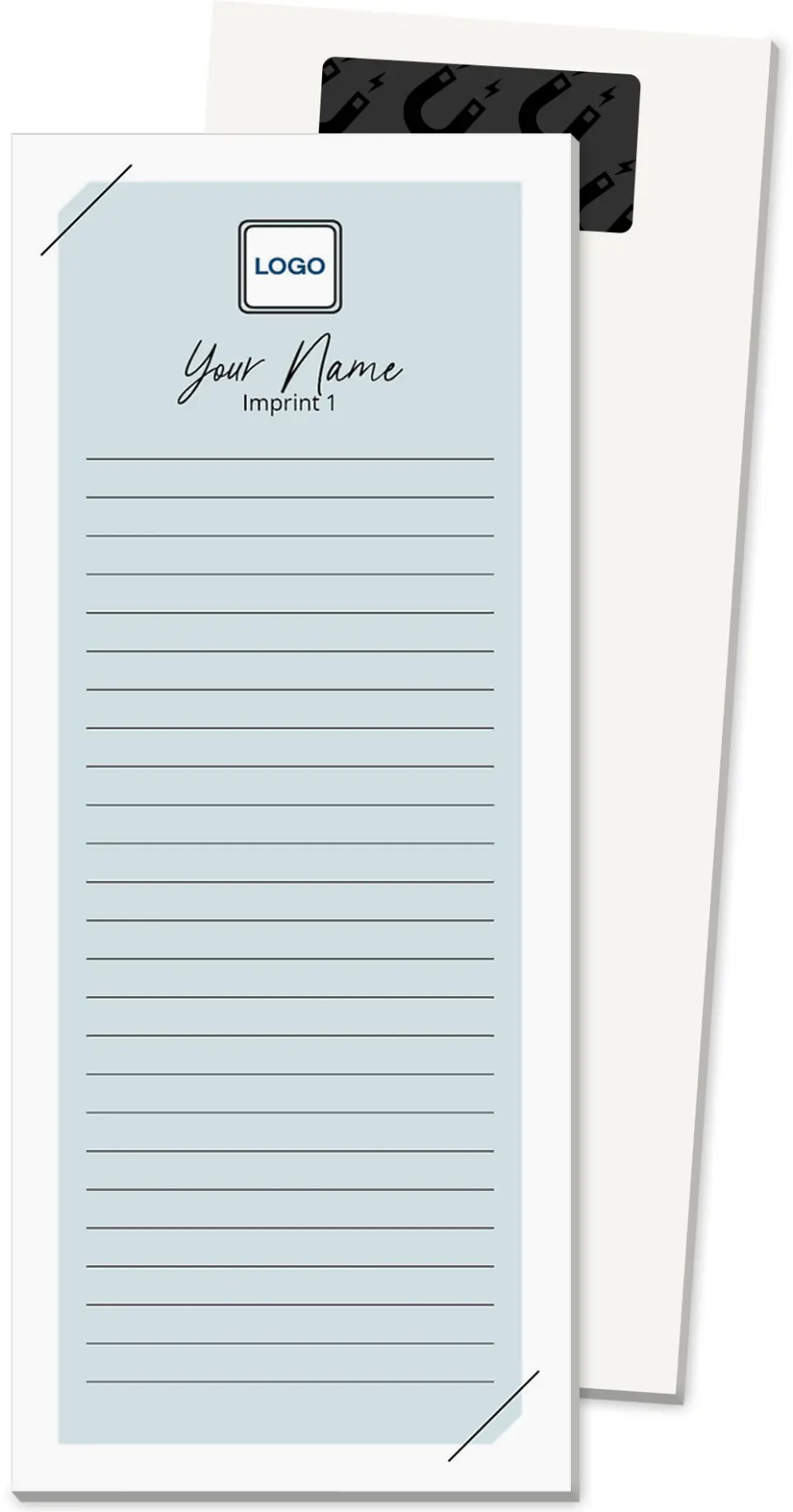 This is a 3½" x 8½" Magnetic Notepad called Properly Organized printed in full color