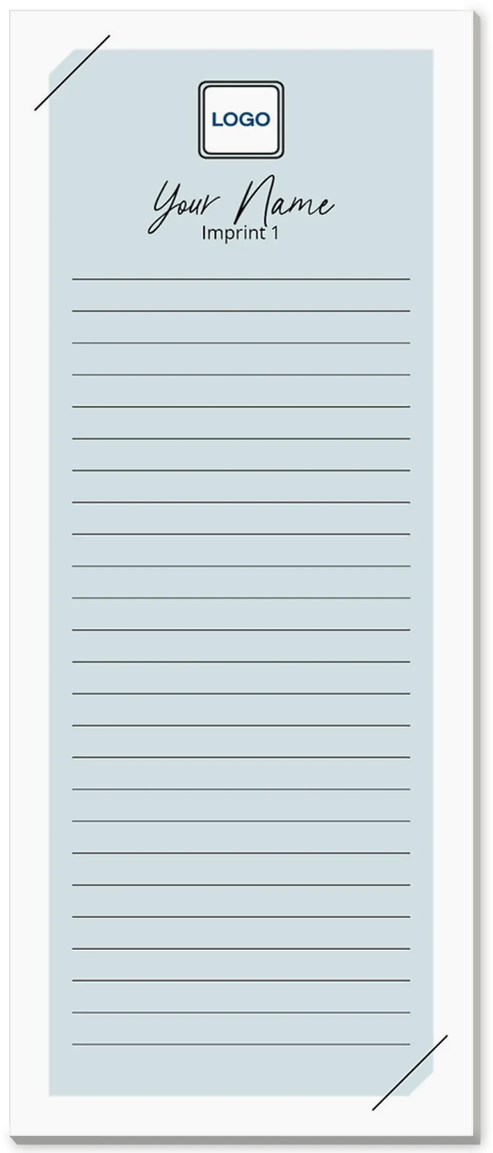 This is a 3½" x 8½" Notepad Without Magnet called Properly Organized printed in full color
