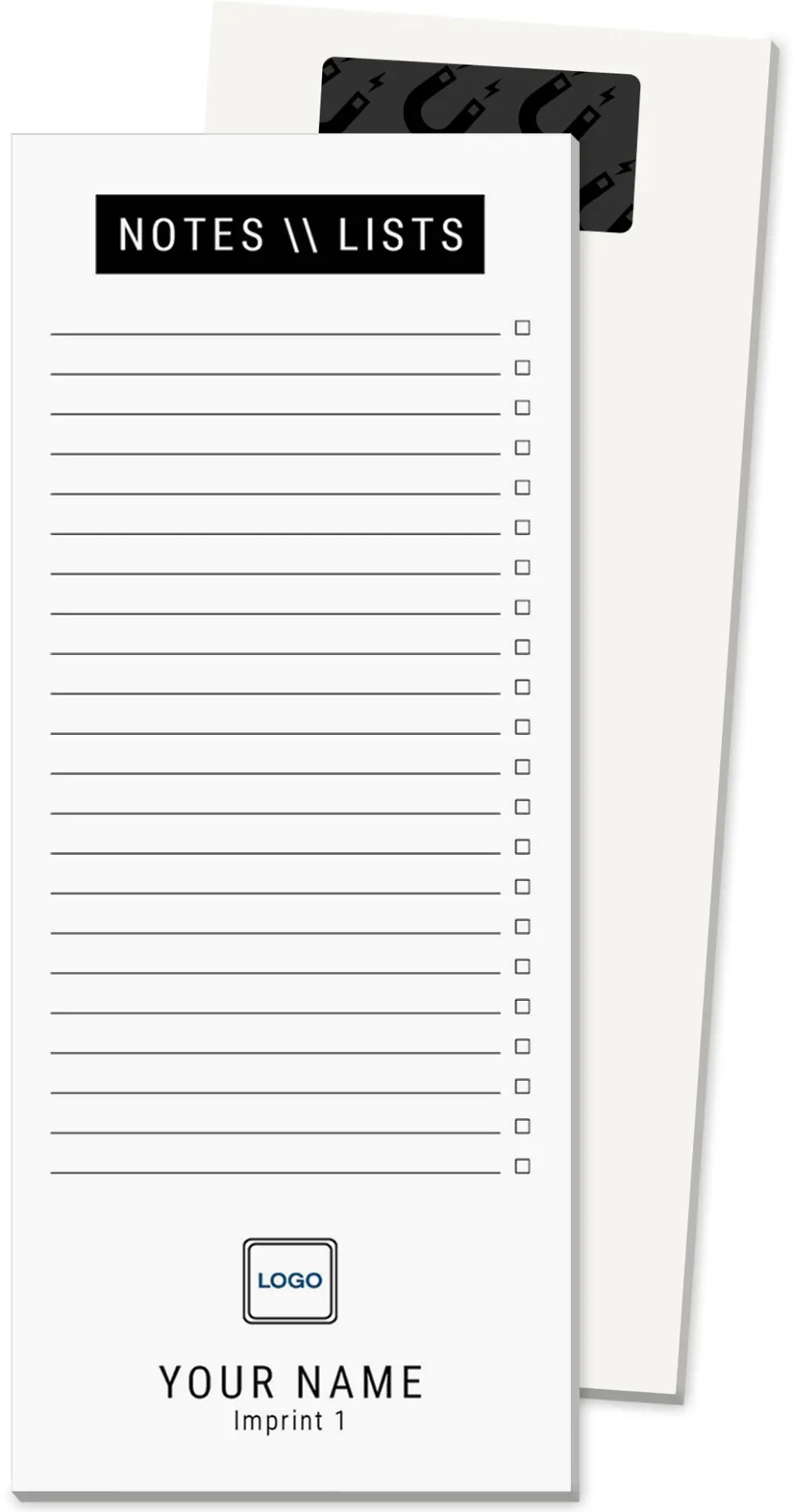 This is a 3½" x 8½" Magnetic Notepad called Check The List printed in full color