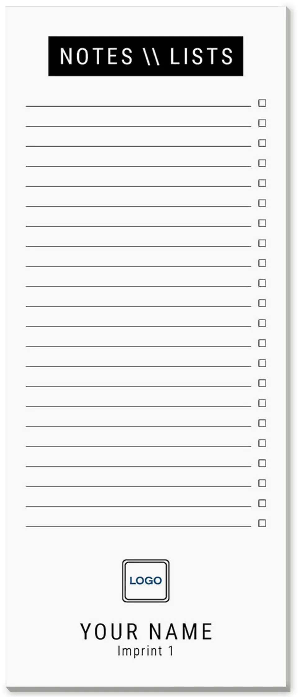 This is a 3½" x 8½" Notepad Without Magnet called Check The List printed in full color