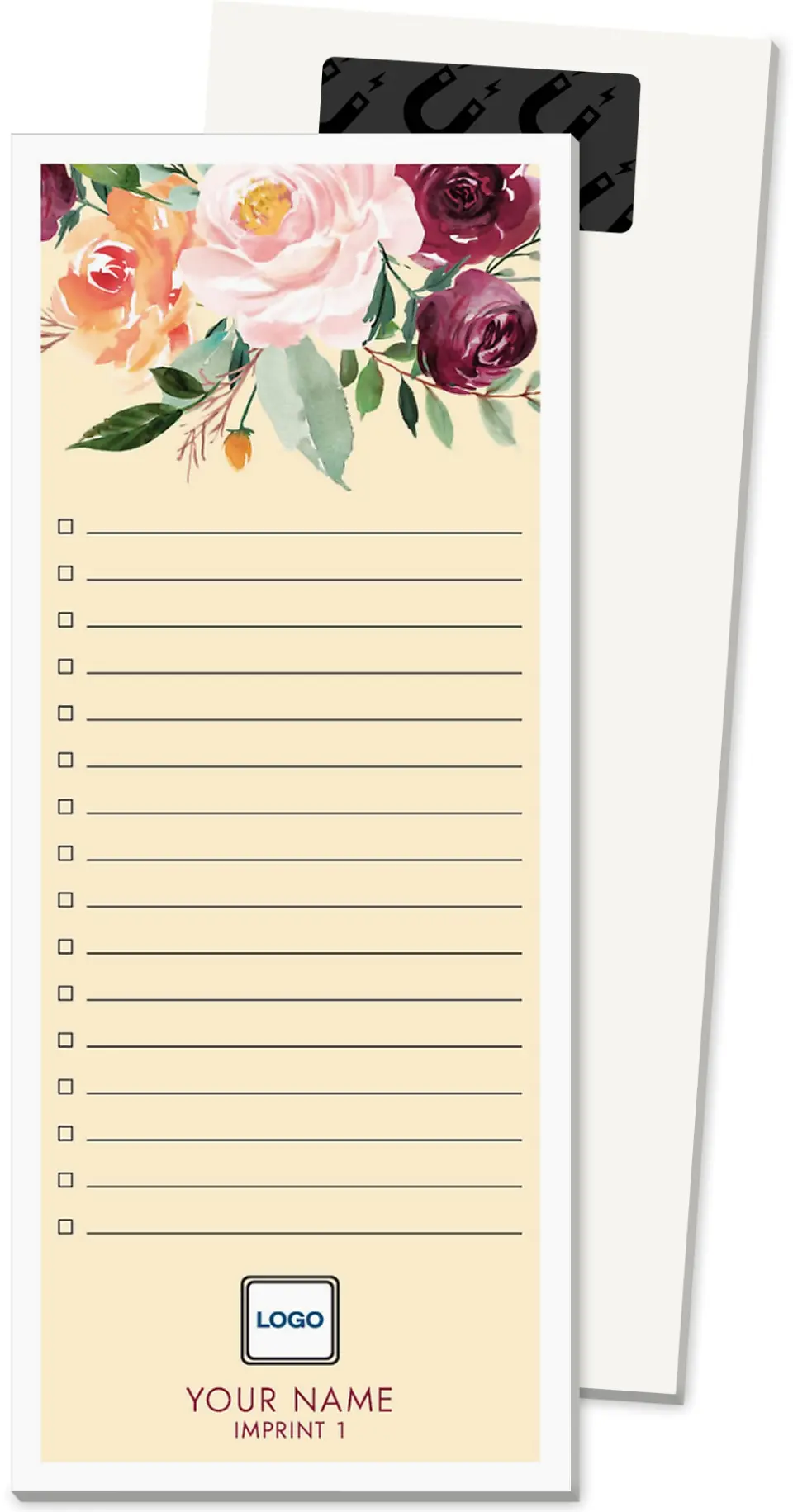 This is a 3½" x 8½" Magnetic Notepad called Proper Planning printed in full color