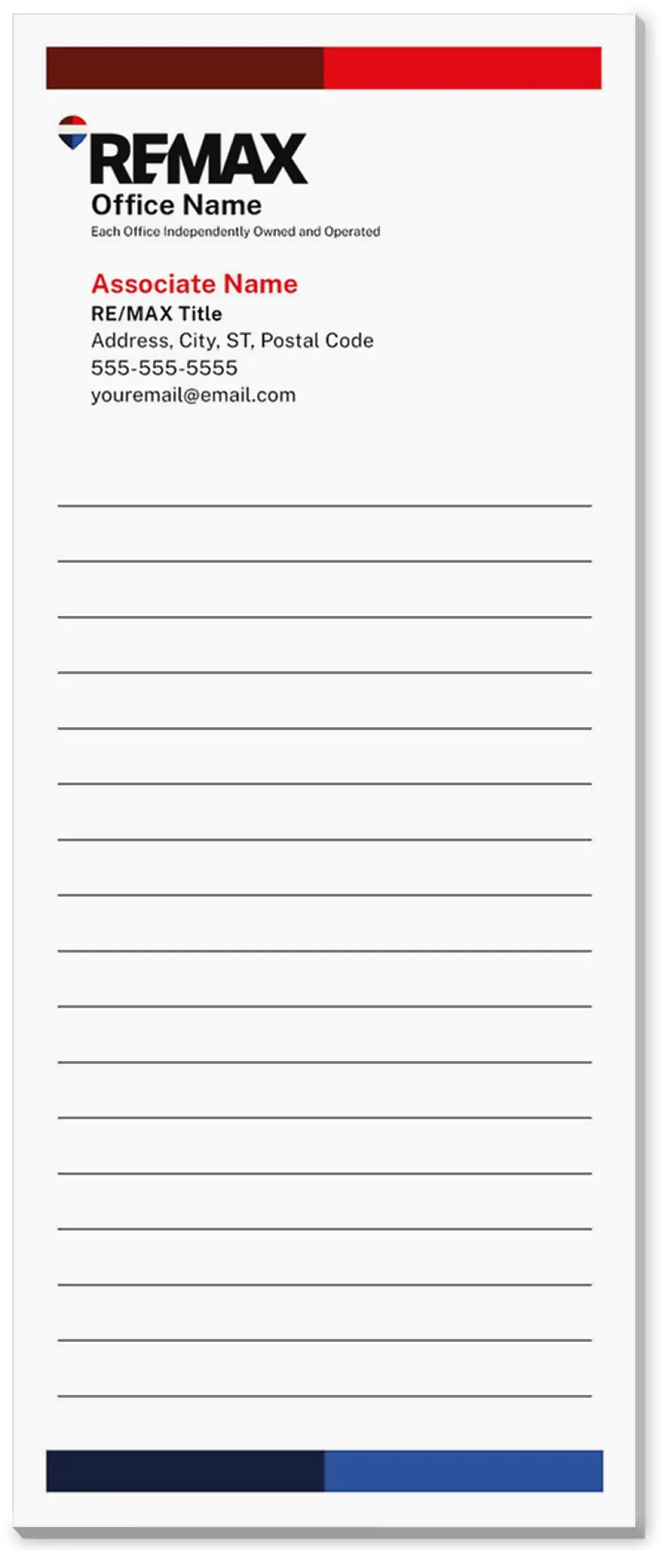 This is a 3½" x 8½" Notepad Without Magnet called REMAX Bold Bands printed in full color