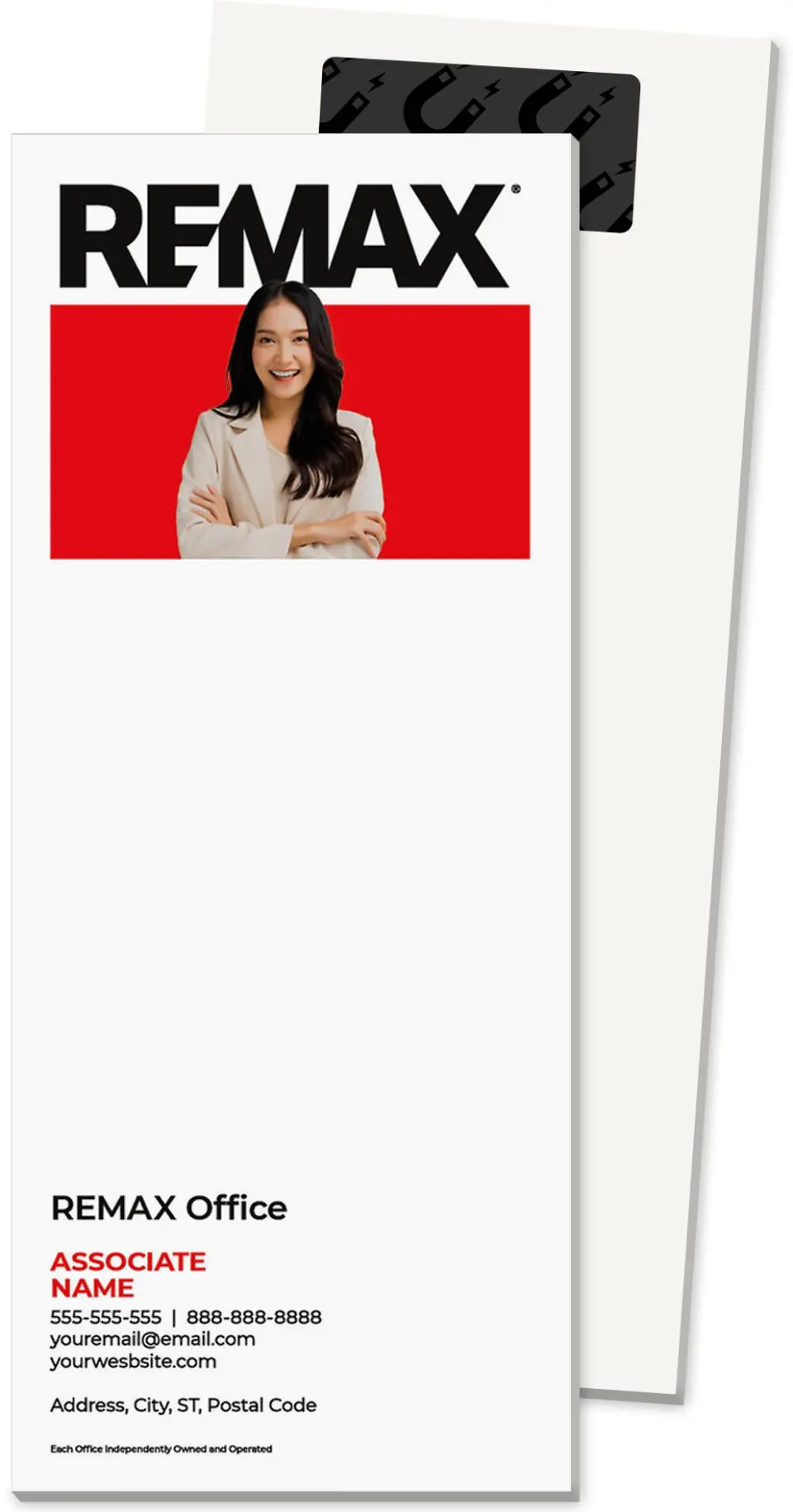 This is a 3½" x 8½" Magnetic Notepad called REMAX Stand-Out Agent printed in full color