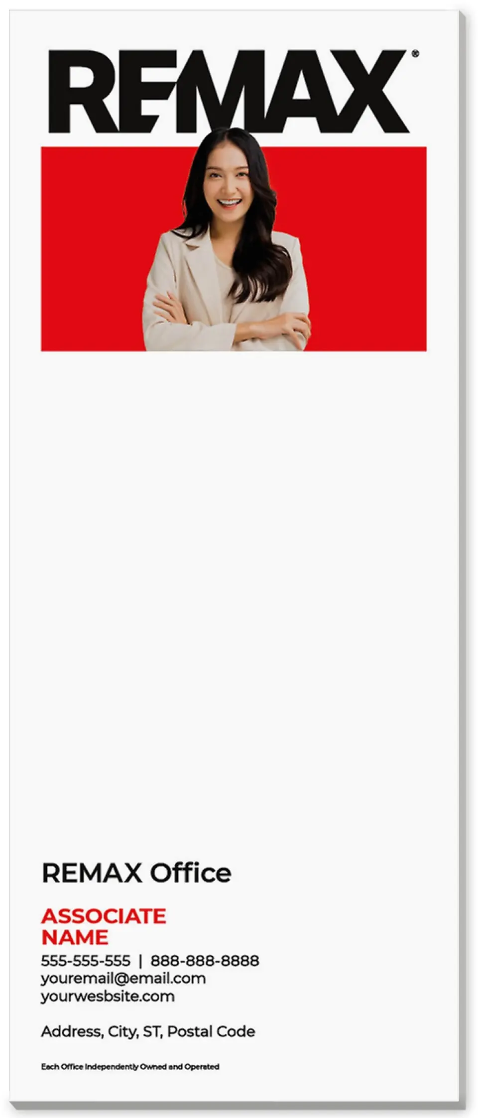 This is a 3½" x 8½" Notepad Without Magnet called REMAX Stand-Out Agent printed in full color