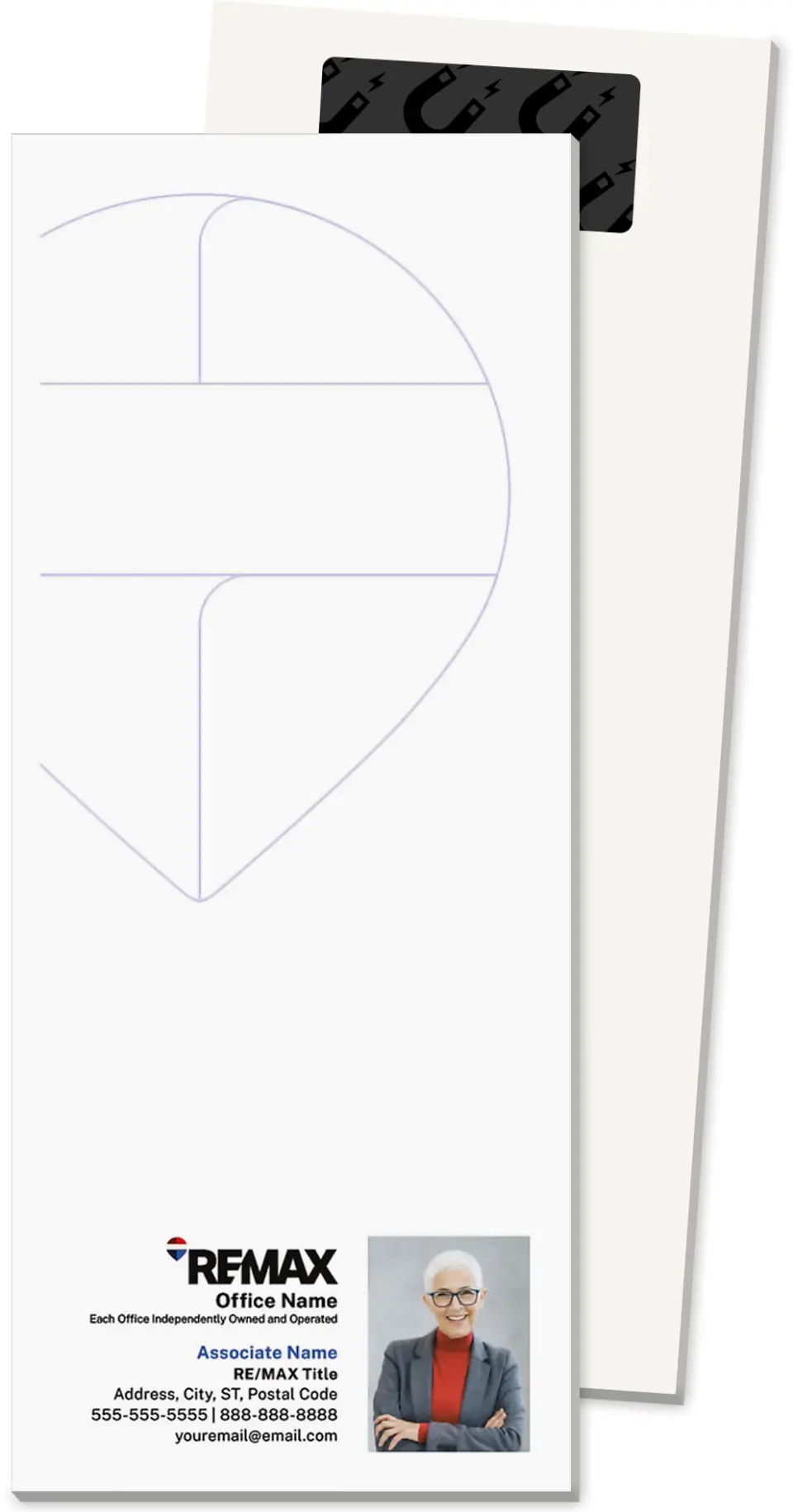 This is a 3½" x 8½" Magnetic Notepad called REMAX Balloon Outline printed in full color