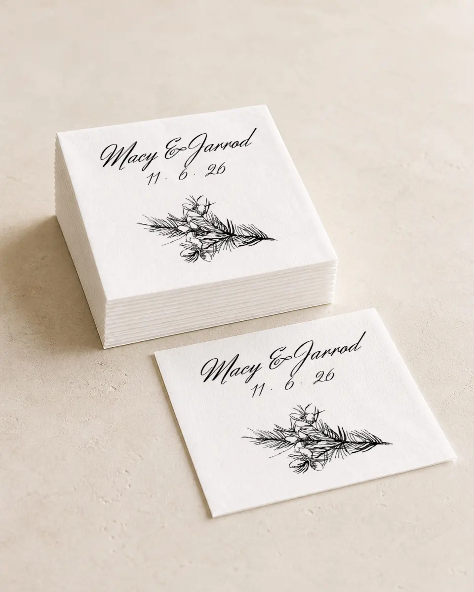 This is a 4¾" x 4¾" Wedding Napkin called Everlasting Love printed in full color