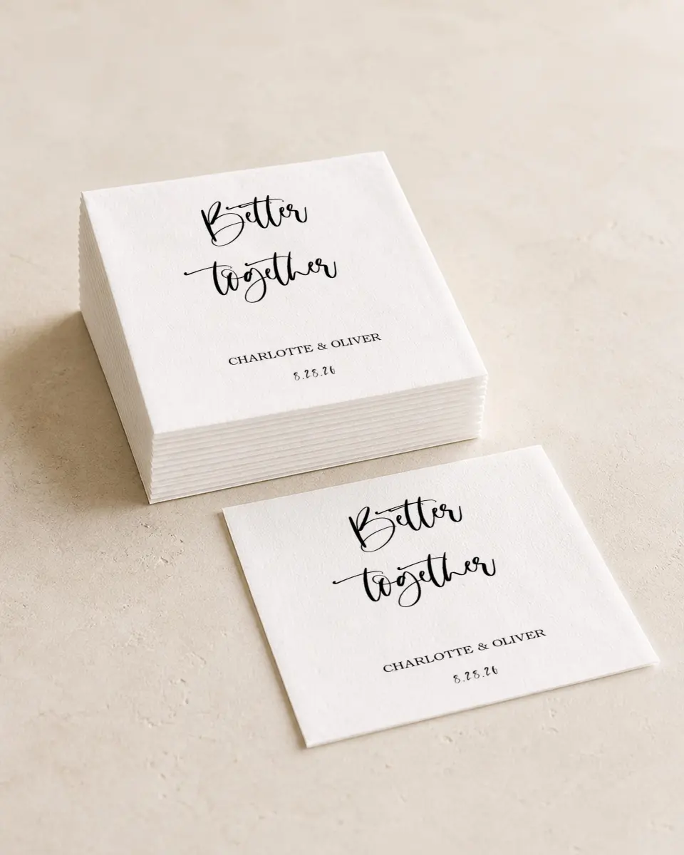 This is a 4¾" x 4¾" Wedding Napkin called Painterly Bouquet printed in full color