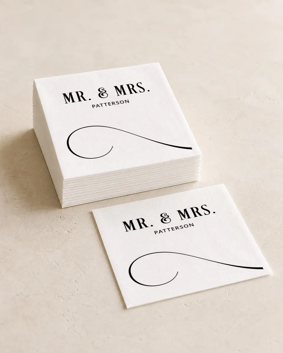 This is a 4¾" x 4¾" Wedding Napkin called Love Infinity printed in full color