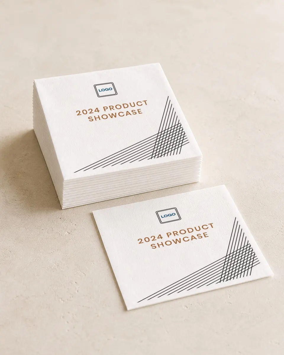 This is a 4¾" x 4¾" Gala Beverage Napkin called Debut Celebration printed in full color