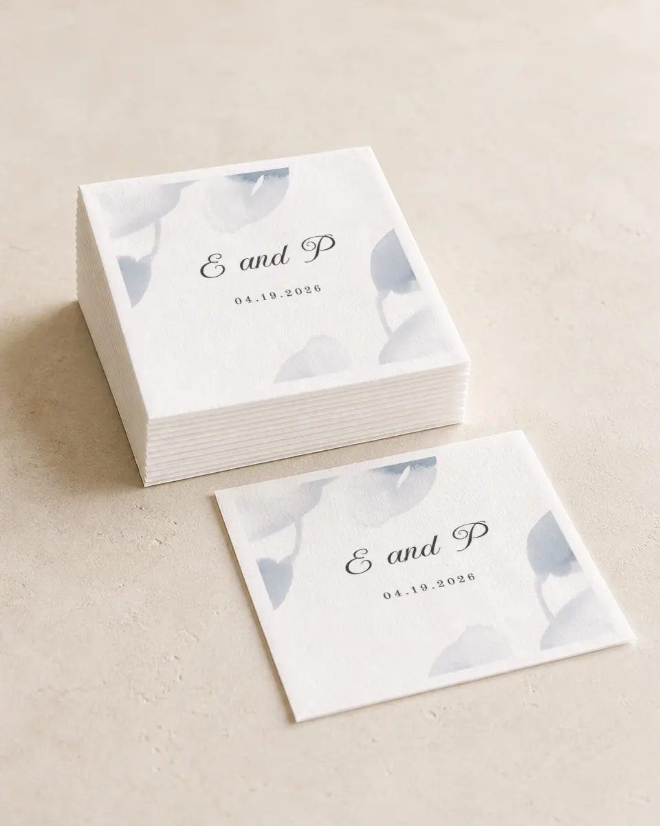 This is a 4¾" x 4¾" Wedding Napkin called Painted Majesty printed in full color