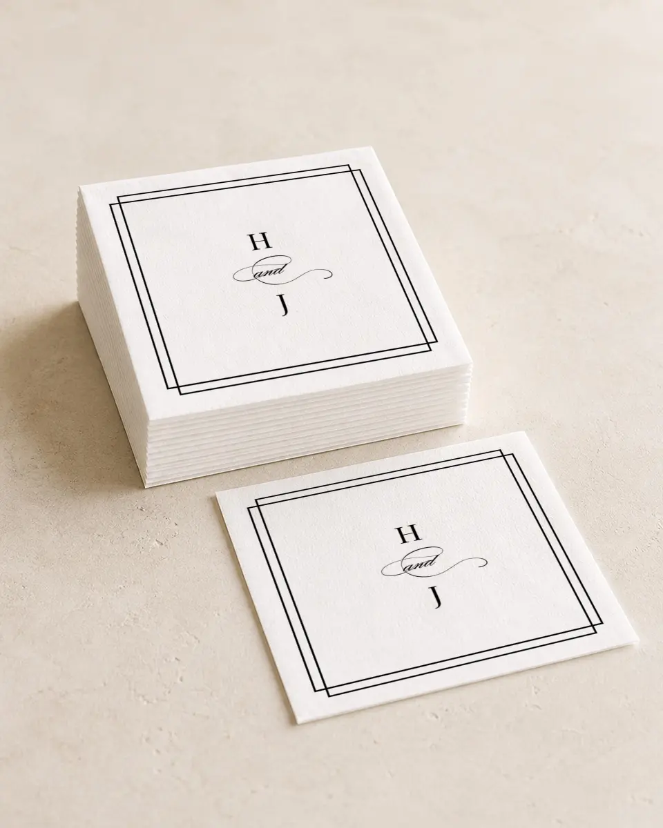 This is a 4¾" x 4¾" Wedding Napkin called Because You're Mine printed in full color