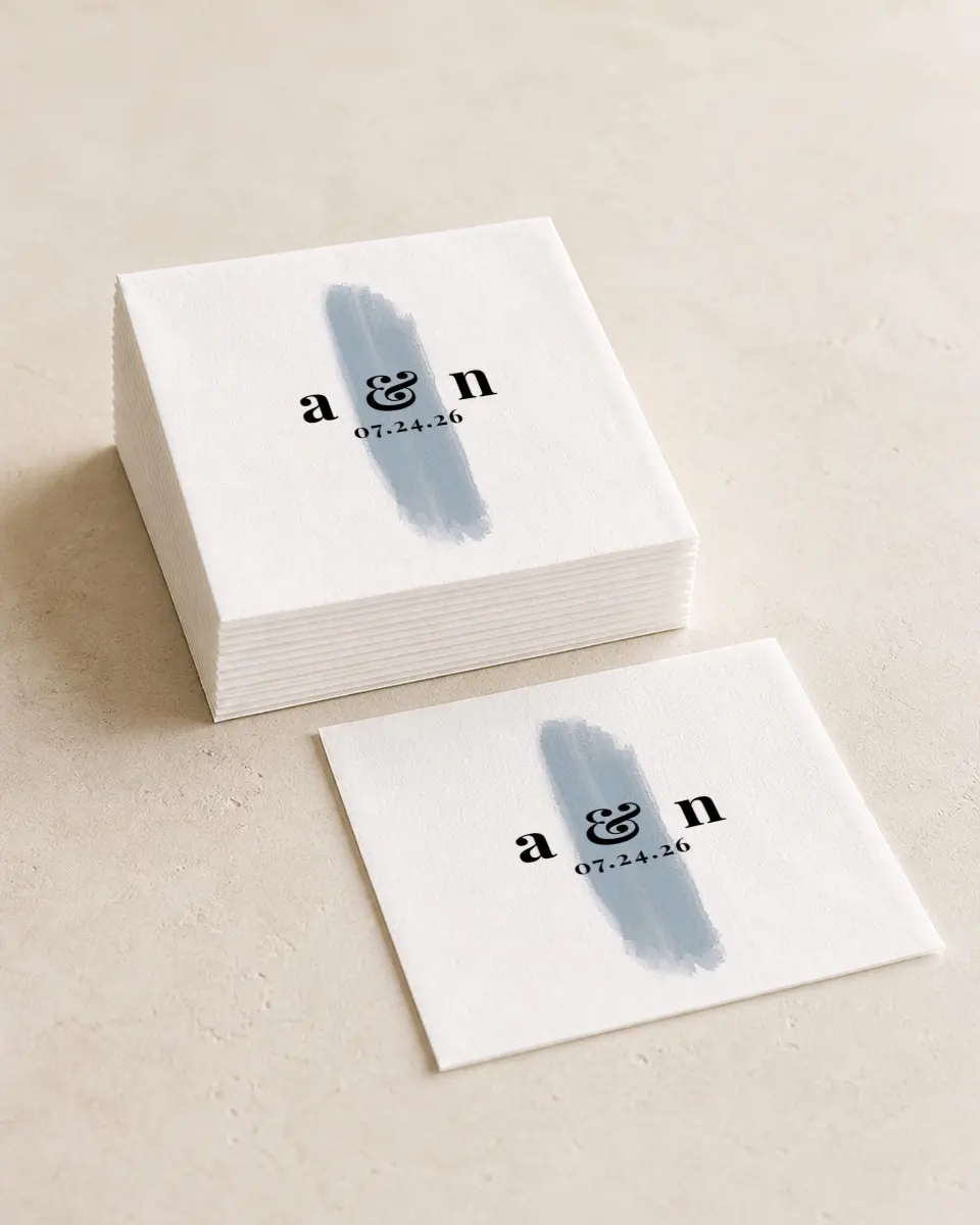 This is a 4¾" x 4¾" Wedding Napkin called Favorite Place printed in full color