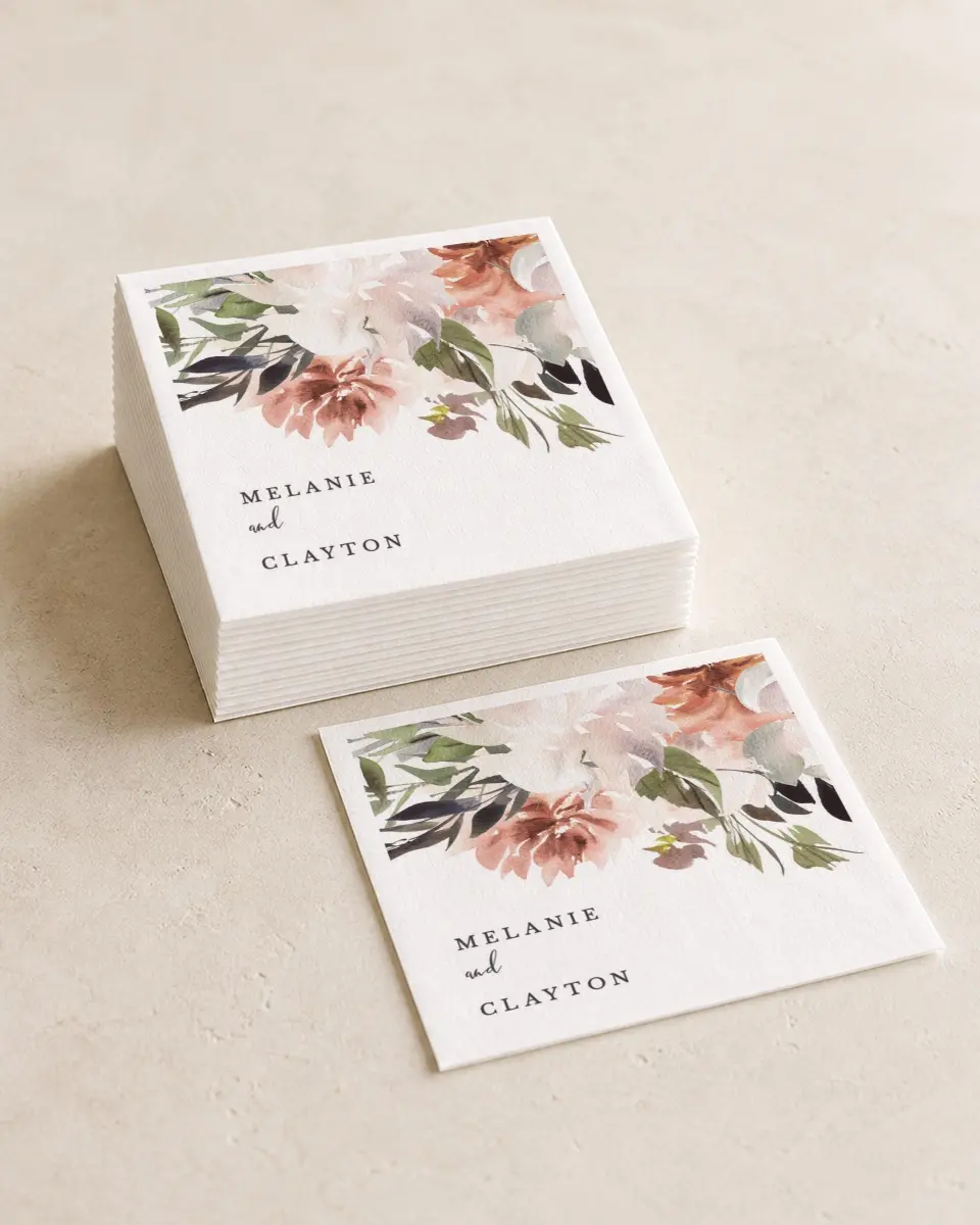 This is a 4¾" x 4¾" Wedding Napkin called Natural Love printed in full color