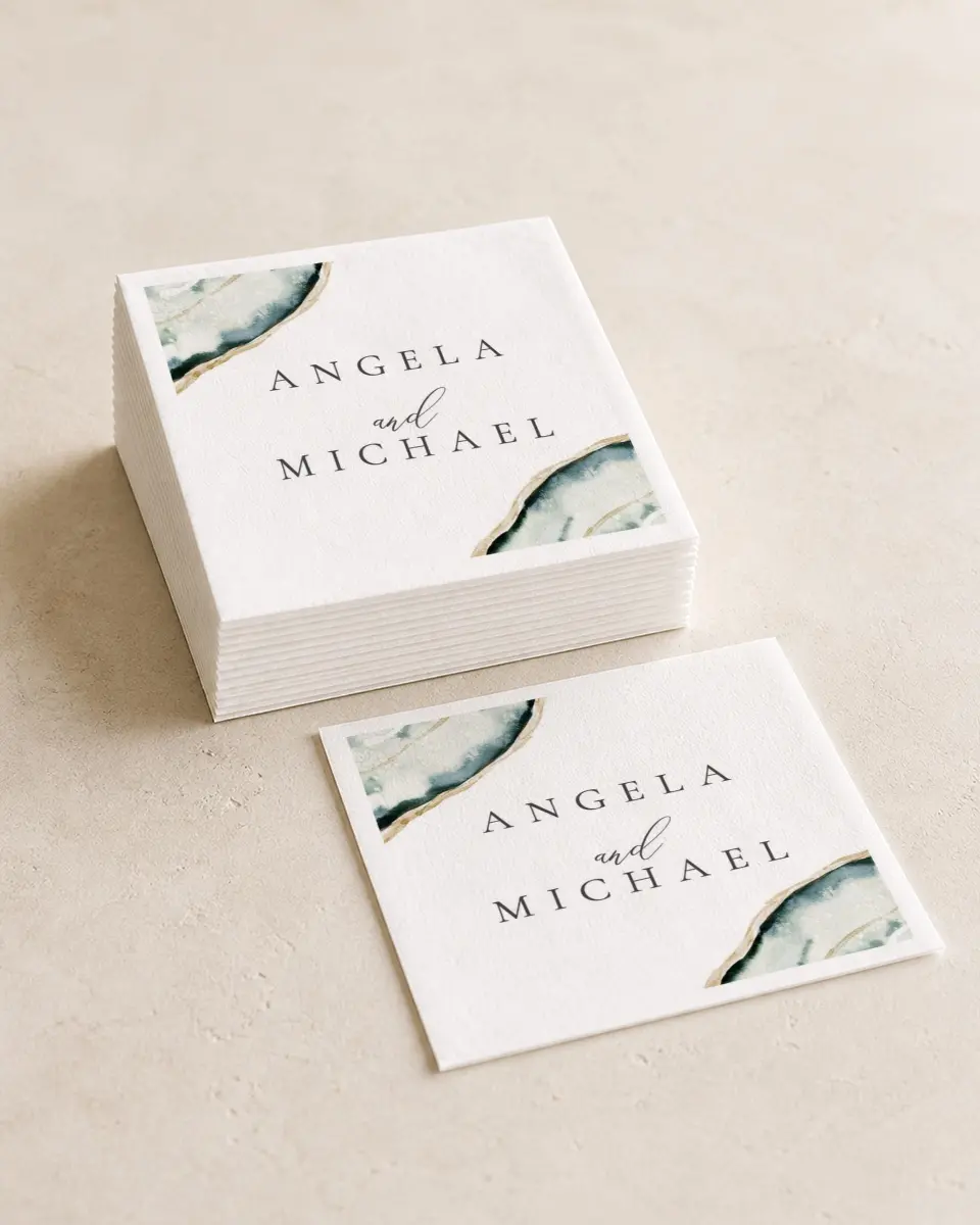 This is a 4¾" x 4¾" Wedding Napkin called Rich Structure printed in full color