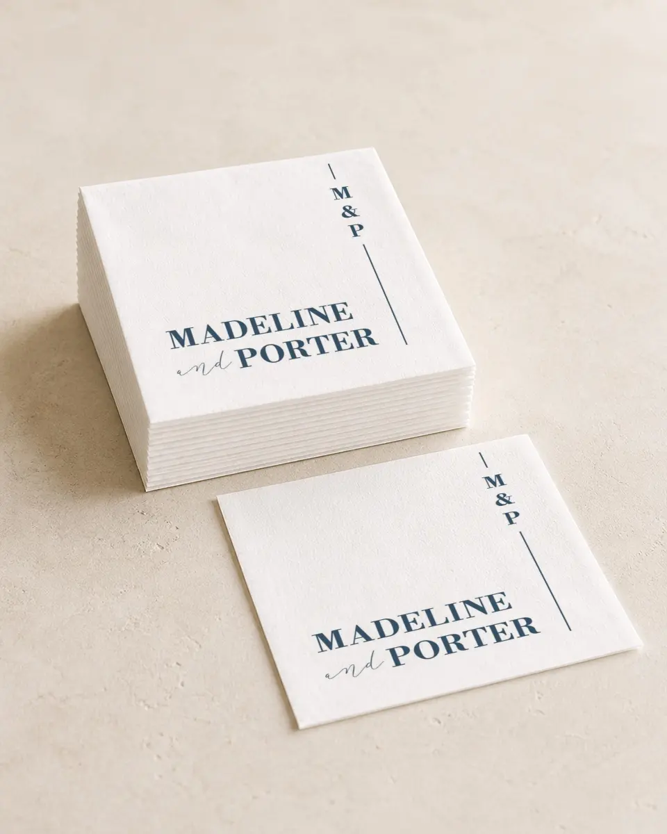 This is a 4¾" x 4¾" Wedding Napkin called For Eternity printed in full color
