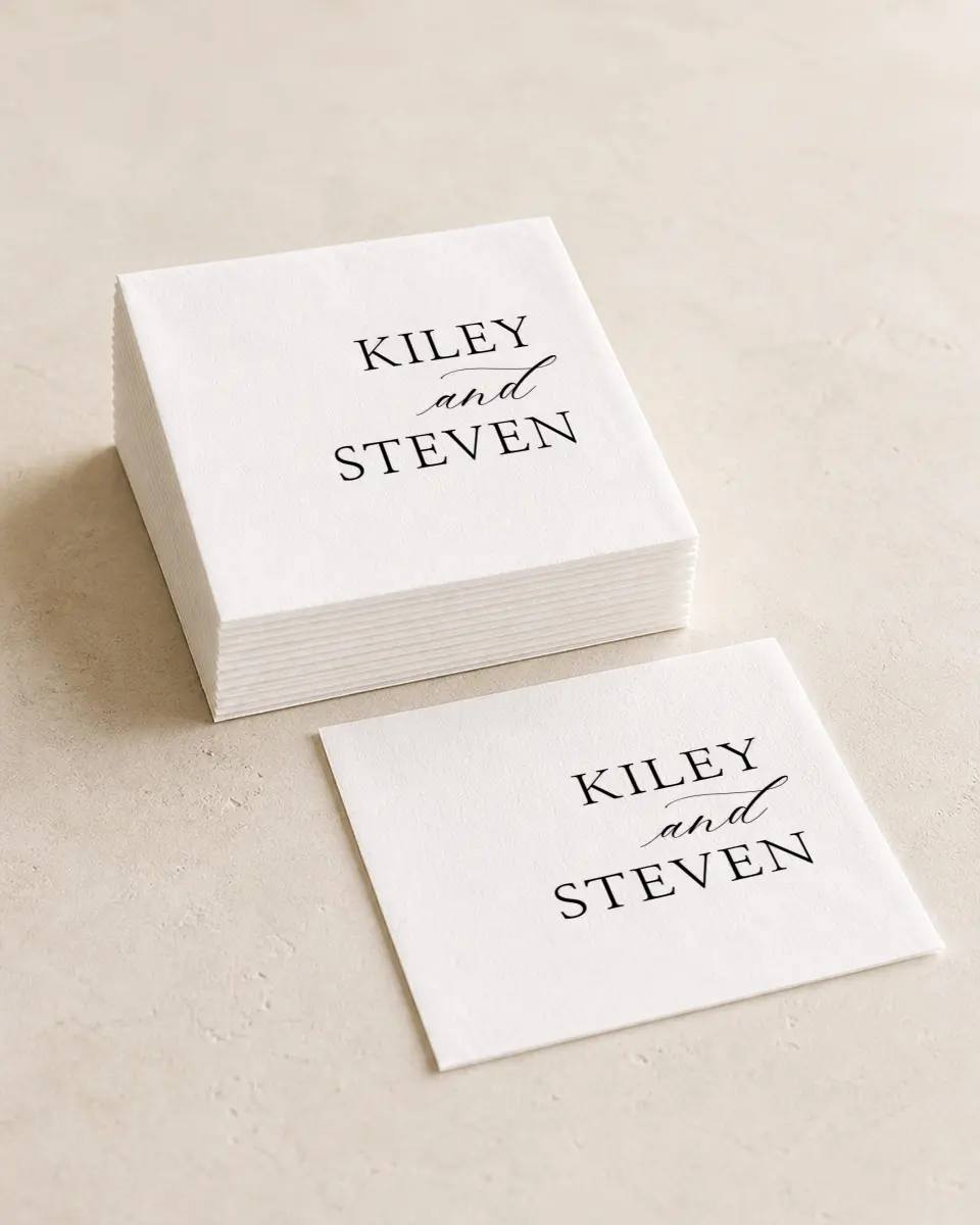 This is a 4¾" x 4¾" Wedding Napkin called Bold Composition printed in full color