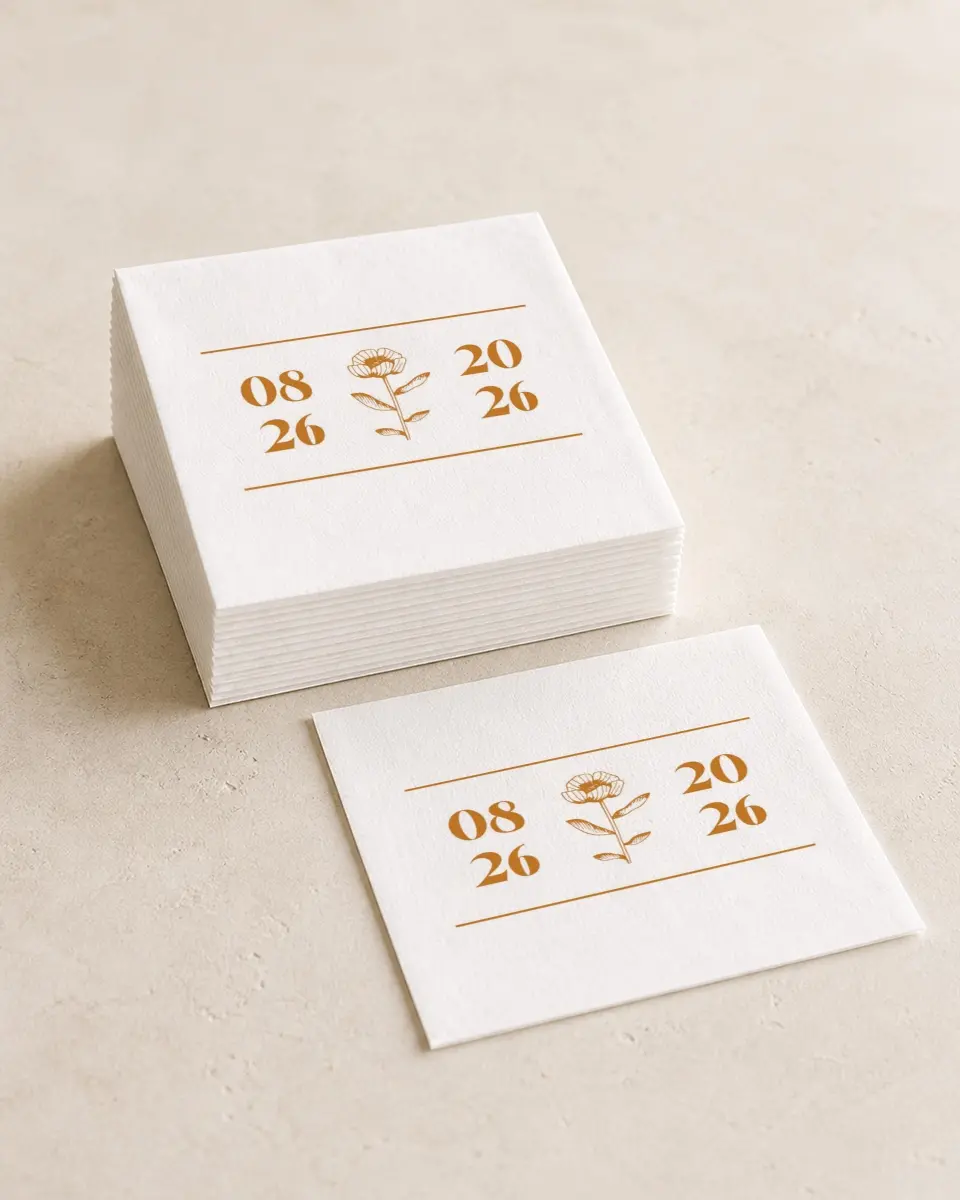 This is a 4¾" x 4¾" Wedding Napkin called The Kandice printed in full color