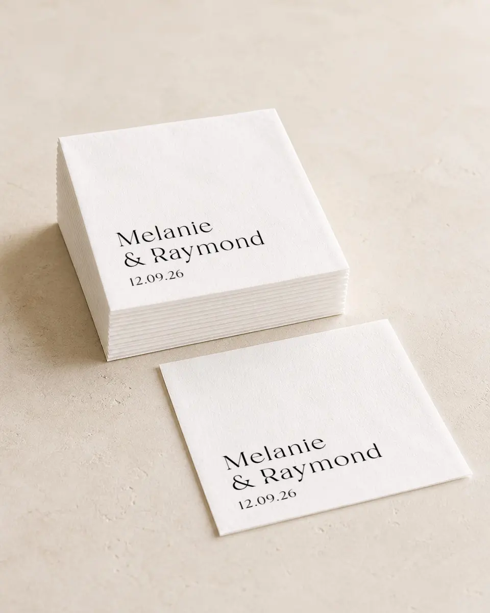 This is a 4¾" x 4¾" Wedding Napkin called Styled Lines printed in full color