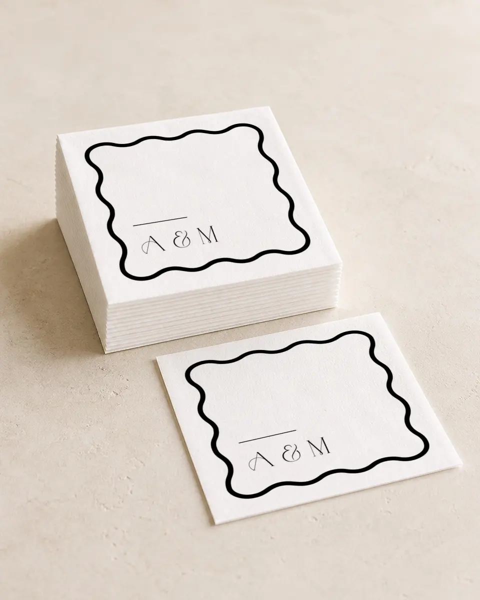 This is a 4¾" x 4¾" Wedding Napkin called The Amber printed in full color