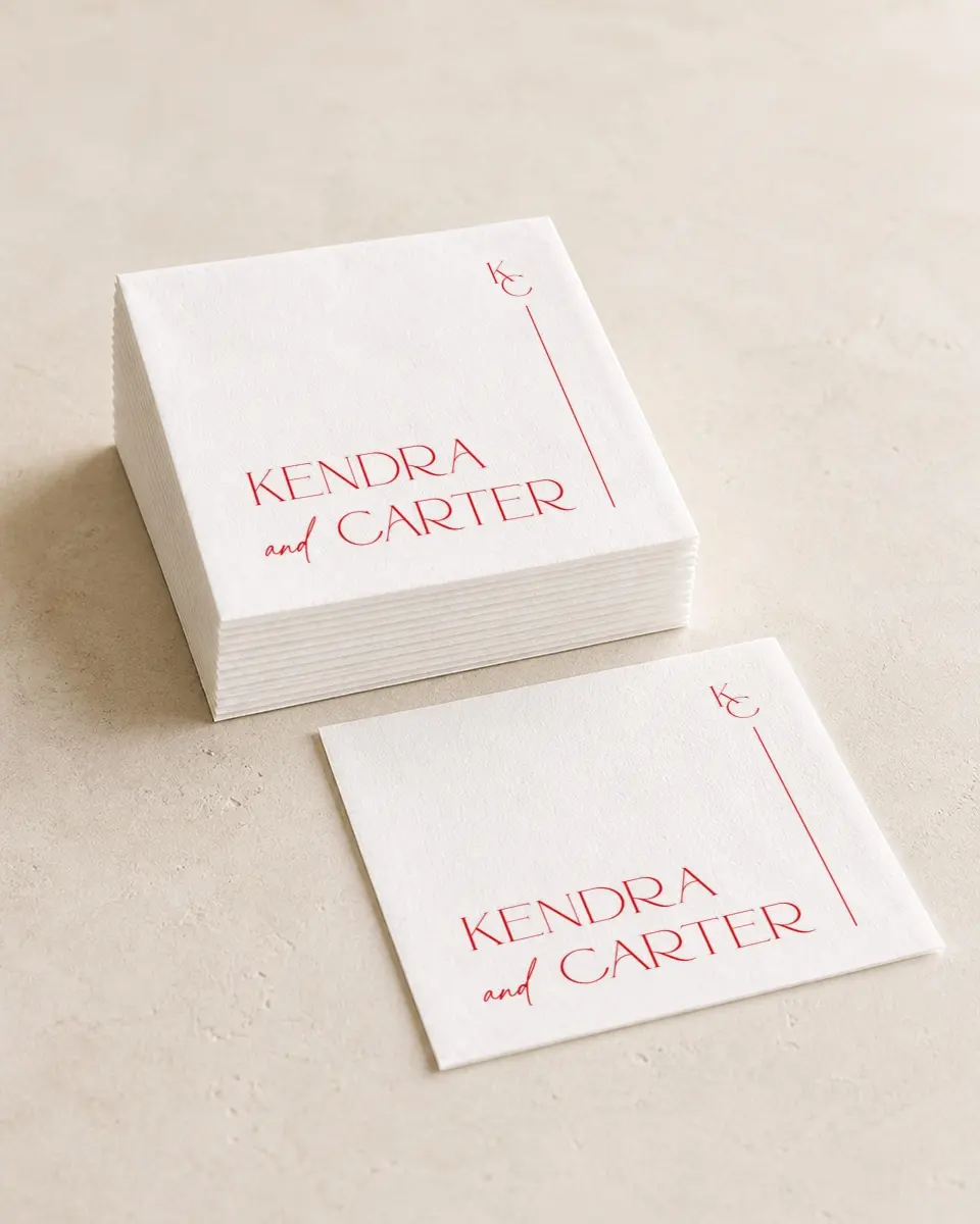 This is a 4¾" x 4¾" Wedding Napkin called Initial Unity printed in full color
