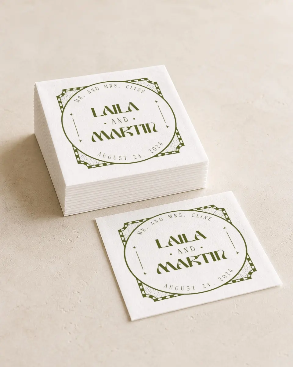 This is a 4¾" x 4¾" Wedding Napkin called Desert Funk printed in full color