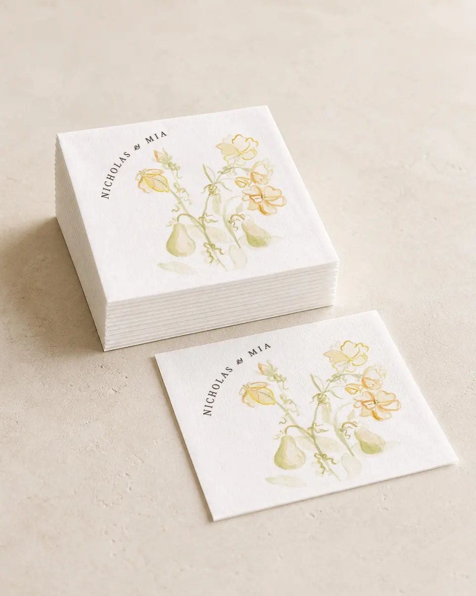 This is a 4¾" x 4¾" Wedding Napkin called Royal Glory printed in full color