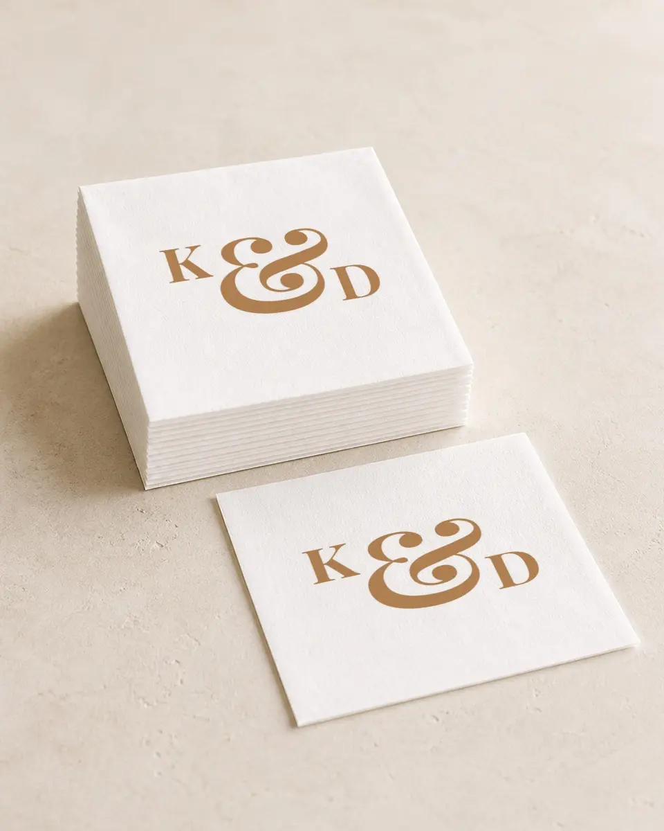 This is a 4¾" x 4¾" Wedding Napkin called Bold Romance printed in full color