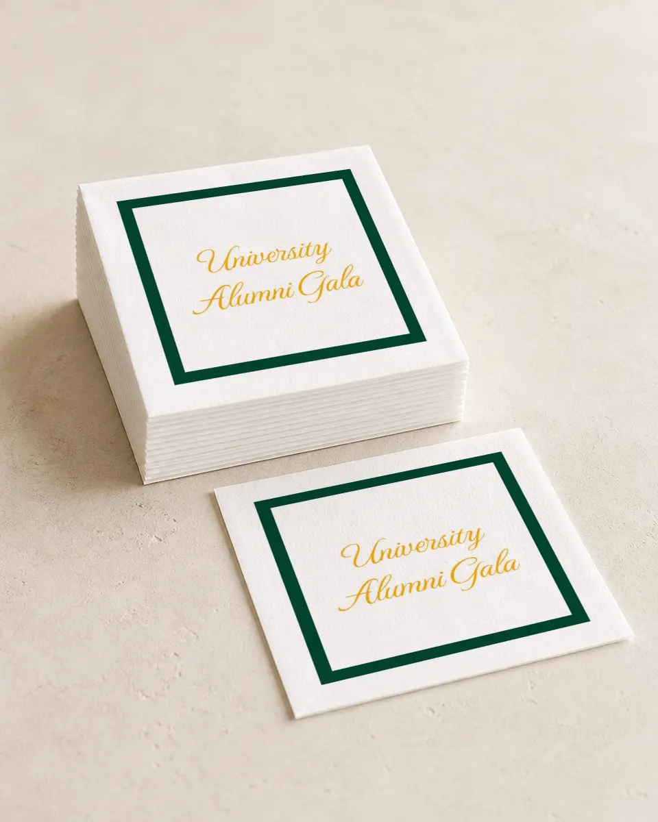 This is a 4¾" x 4¾" Wedding Napkin called Lasting Legacy printed in full color