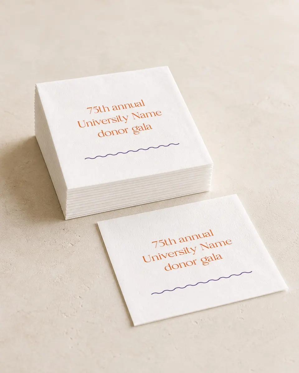 This is a 4¾" x 4¾" Wedding Napkin called Scholarly Soirée printed in full color