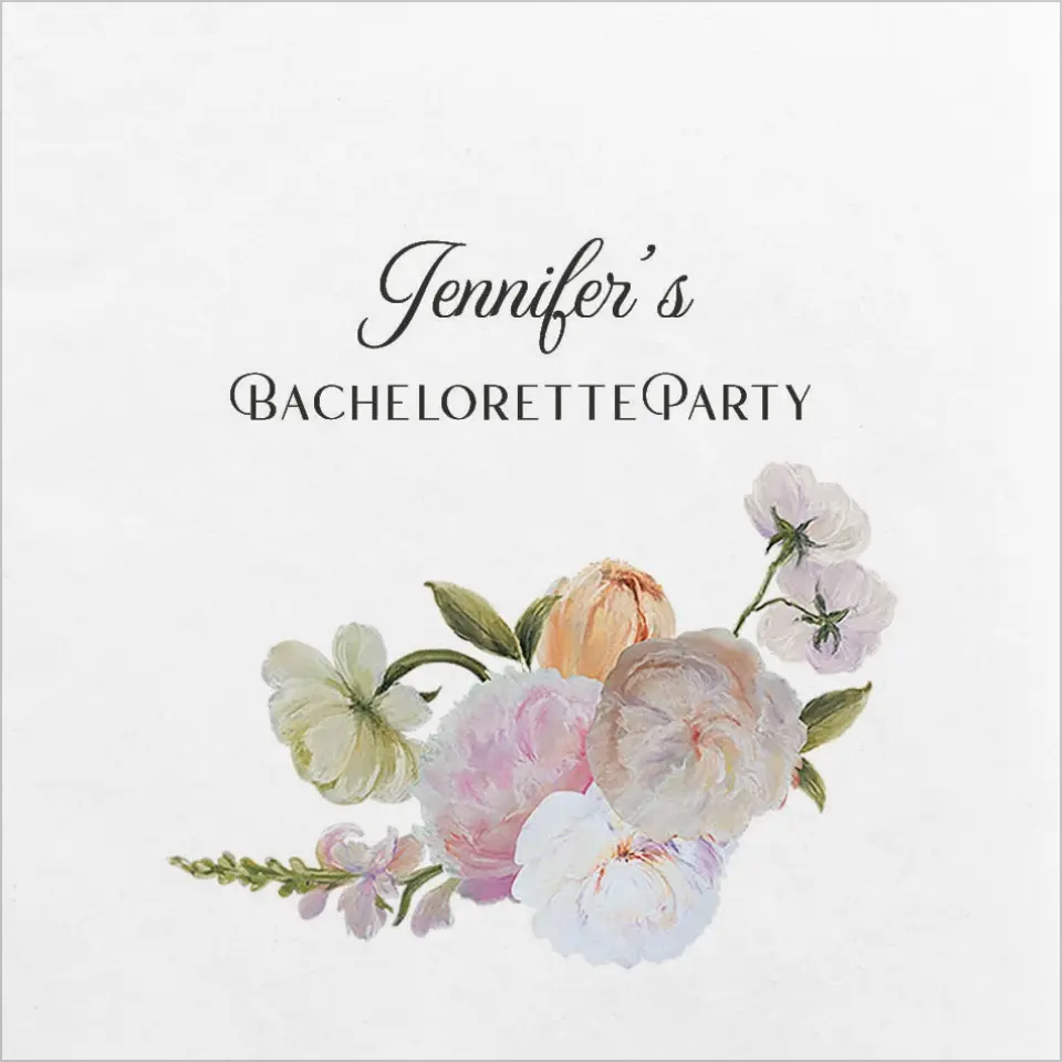 This is a 4¾" x 4¾" Bachelorette Party Table Décor called Floral Feels printed in full color