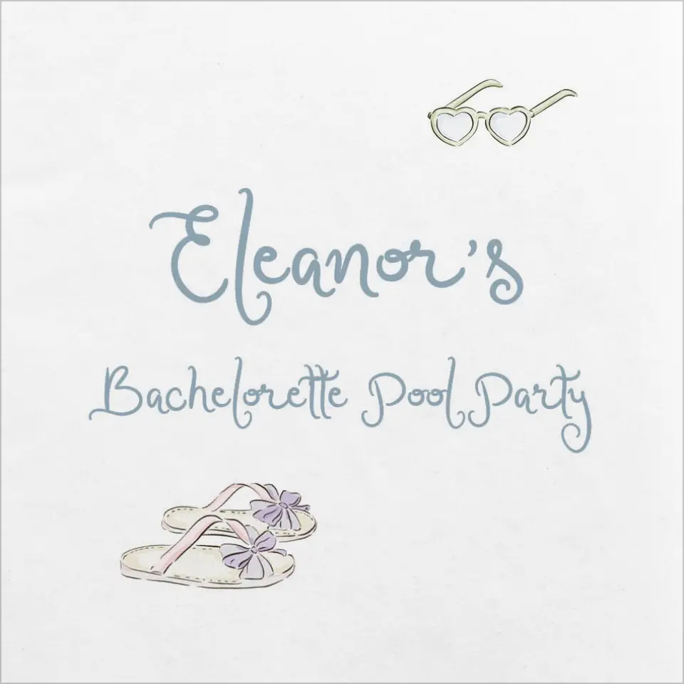 This is a 4¾" x 4¾" Bachelorette Party Table Décor called Pool Bach printed in full color