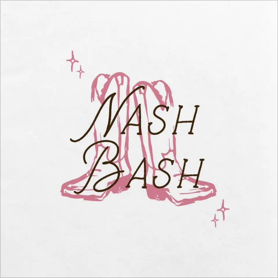 This is a 4¾" x 4¾" Bachelorette Party Table Décor called Nash Bash printed in full color