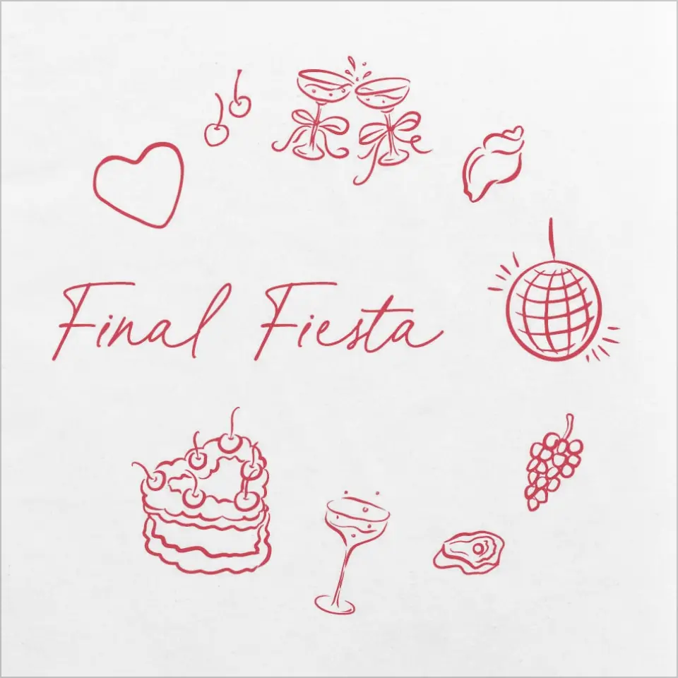 This is a 4¾" x 4¾" Bachelorette Party Table Décor called Final Fiesta printed in full color