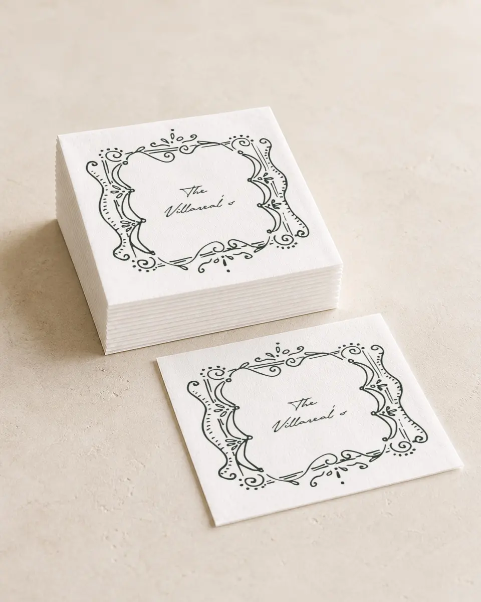 This is a 4¾" x 4¾" Wedding Napkin called With Love printed in full color