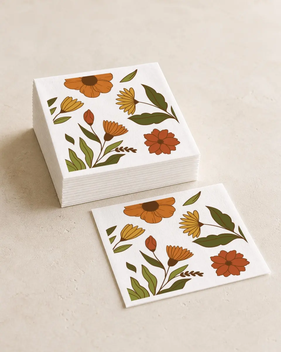 This is a 4¾" x 4¾" Wedding Napkin called Wild + Bright printed in full color