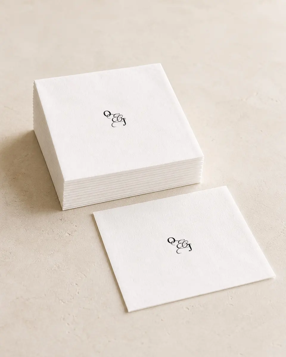 This is a 4¾" x 4¾" Wedding Napkin called Scarsdale printed in full color