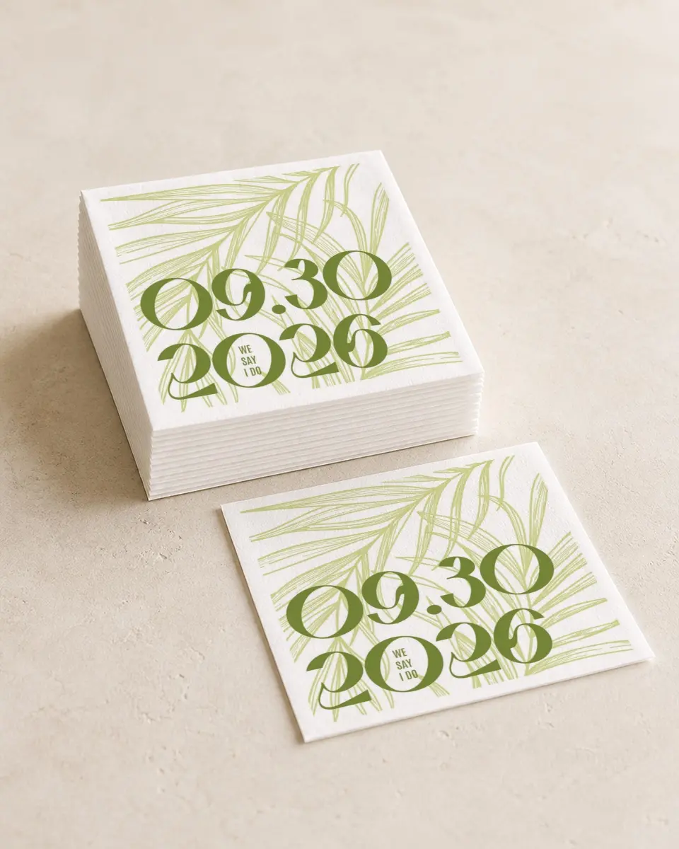 This is a 4¾" x 4¾" Wedding Napkin called Zephyr printed in full color