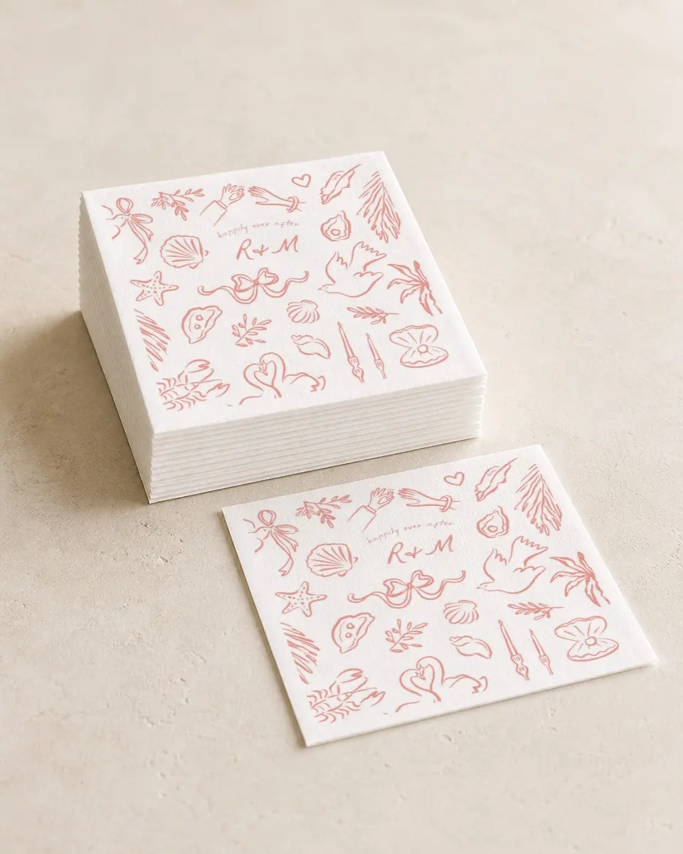 This is a 4¾" x 4¾" Wedding Napkin called Maritime Vows printed in full color