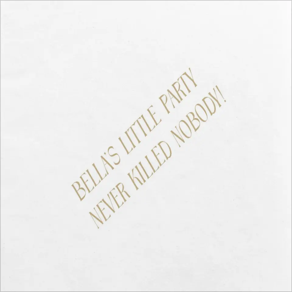 This is a 4¾" x 4¾" Bachelorette Party Table Décor called Gatsby and The Girls printed in full color