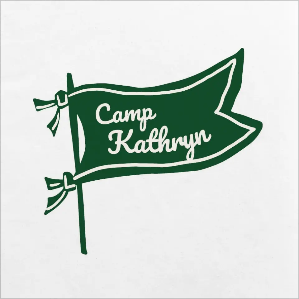 This is a 4¾" x 4¾" Bachelorette Party Table Décor called Camp Bach printed in full color