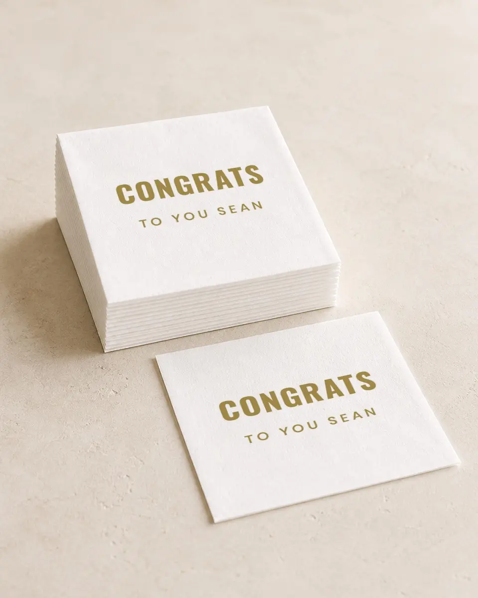This is a 4¾" x 4¾" Graduation Napkin called Final Stretch printed in full color