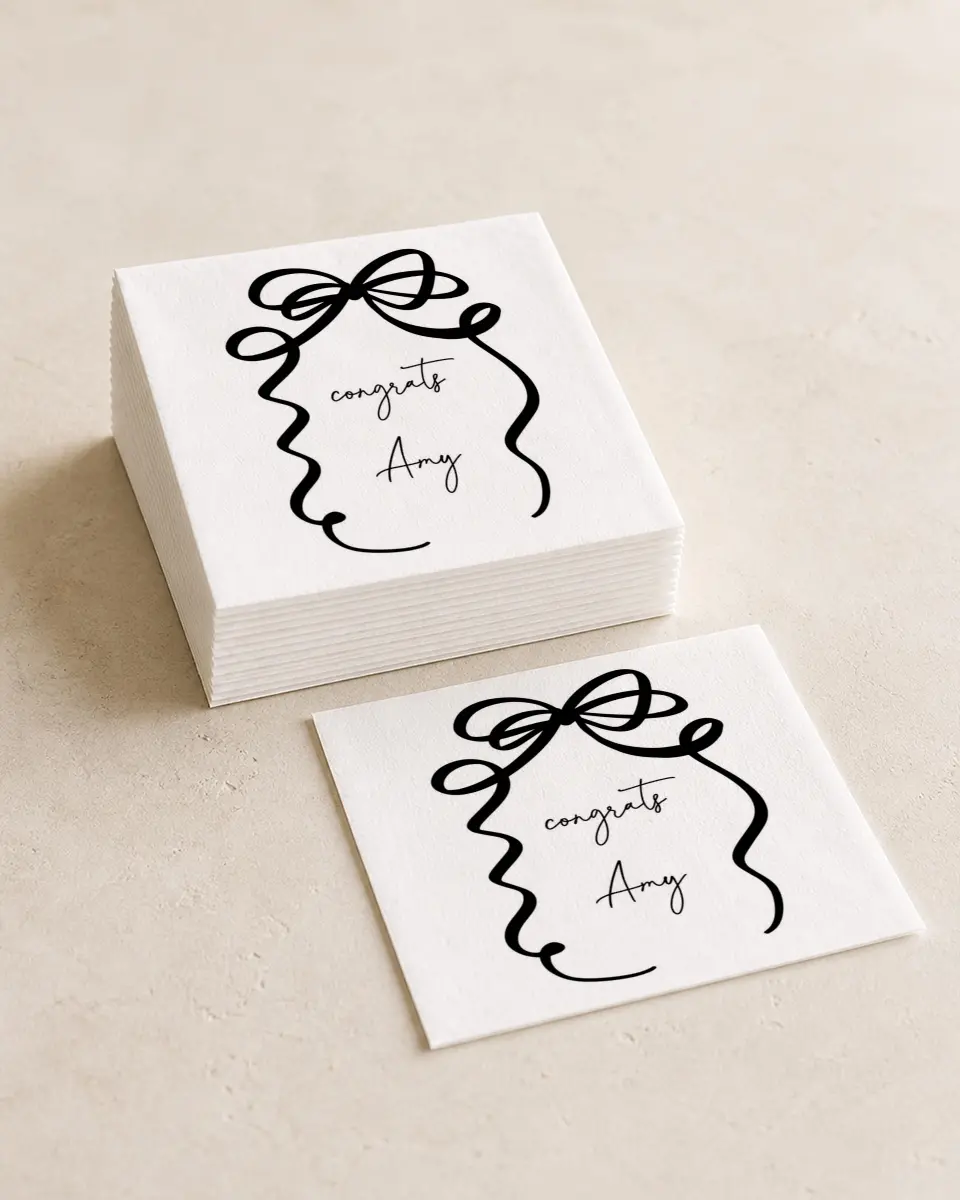 This is a 4¾" x 4¾" Graduation Napkin called All Tied Up printed in full color