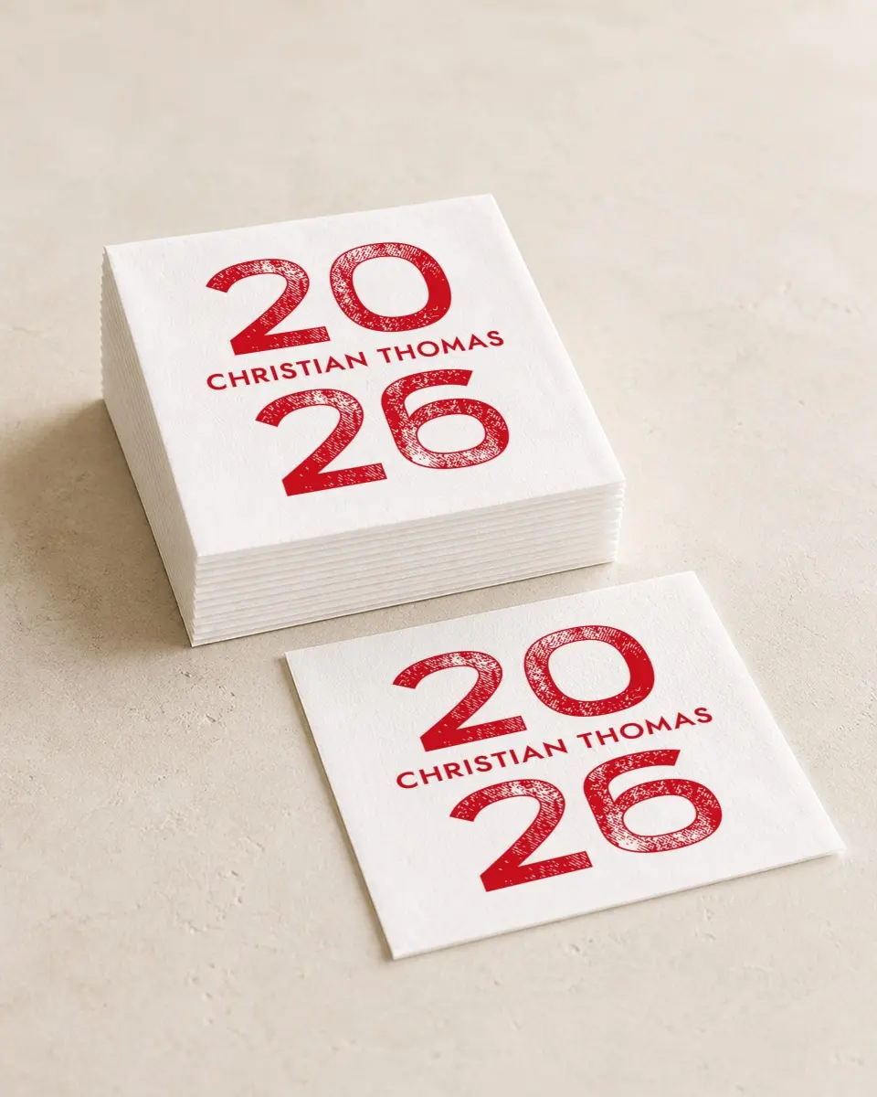 This is a 4¾" x 4¾" Graduation Napkin called Big Hitter printed in full color