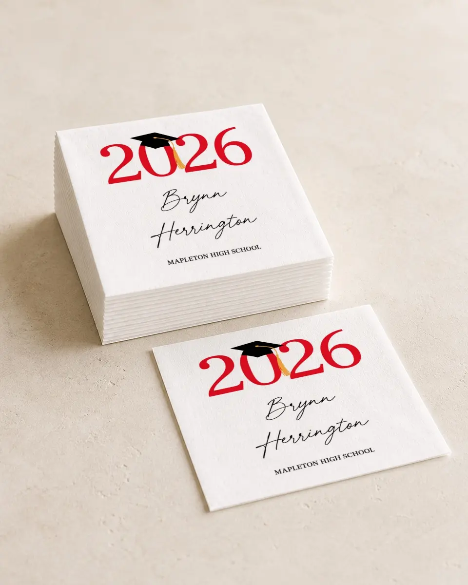 This is a 4¾" x 4¾" Graduation Napkin called True Success printed in full color