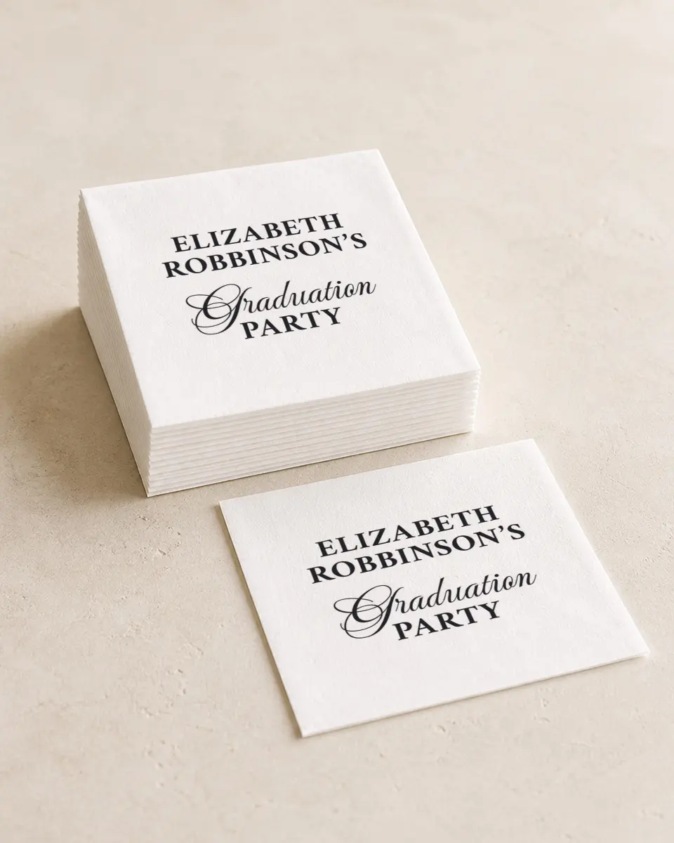 This is a 4¾" x 4¾" Graduation Napkin called The Right Path printed in full color