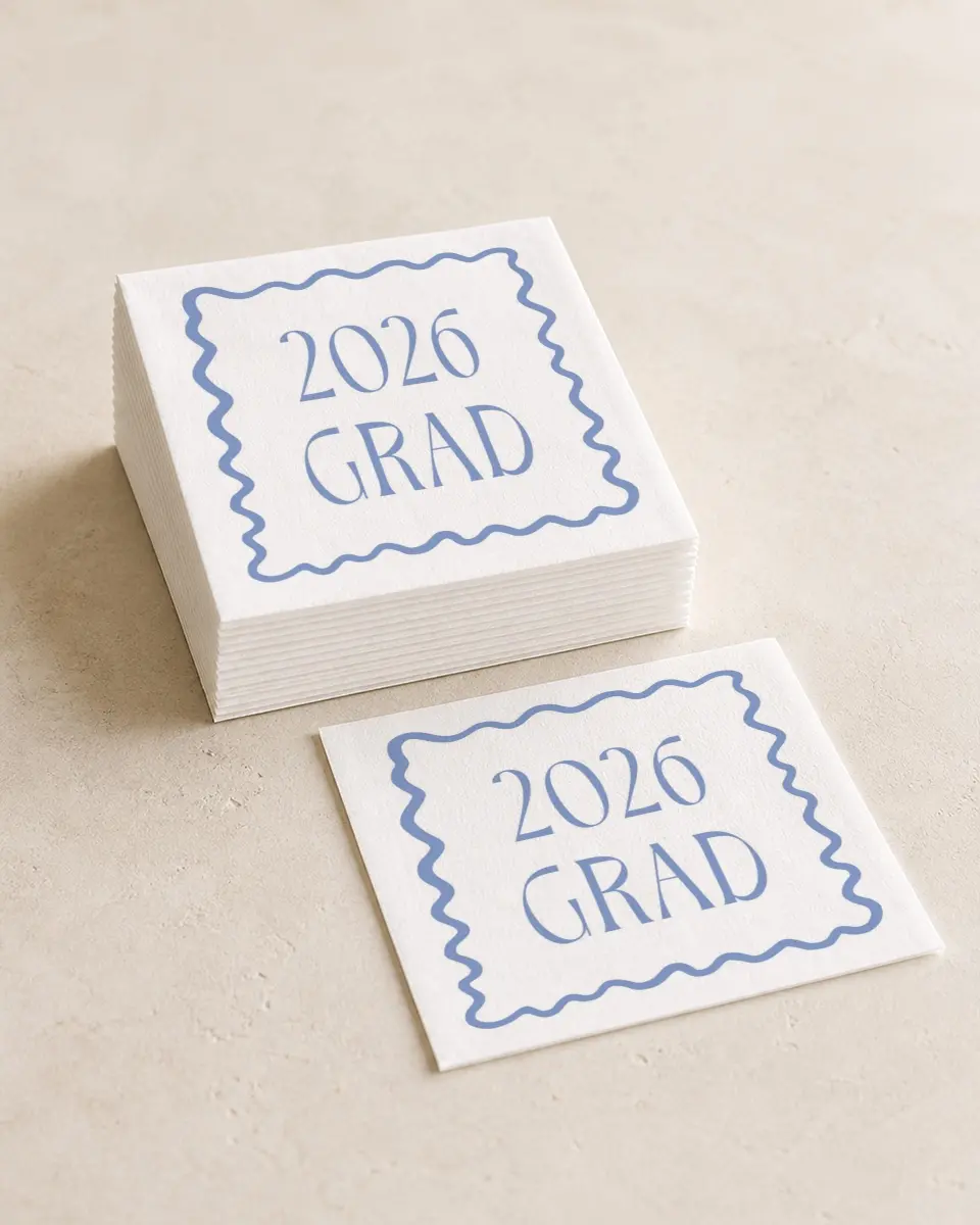 This is a 4¾" x 4¾" Graduation Napkin called Funky Colorful Cute printed in full color
