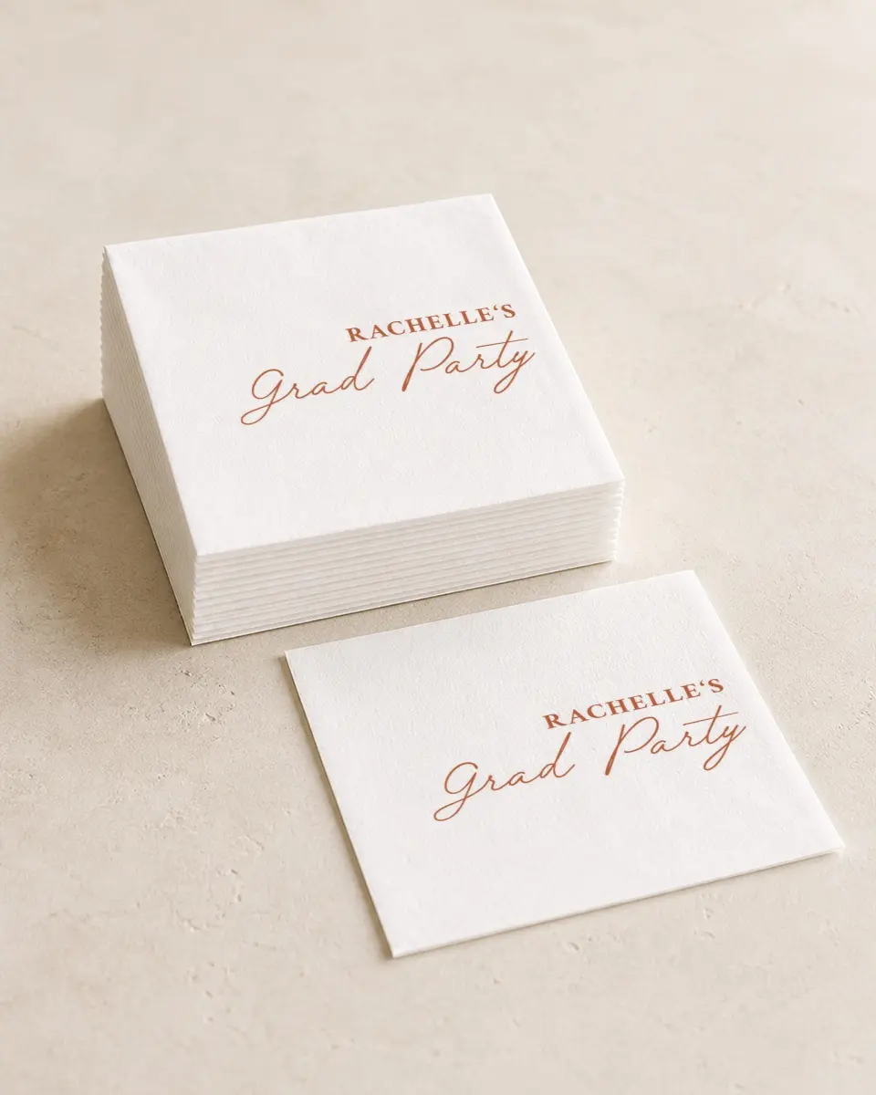 This is a 4¾" x 4¾" Wedding Napkin called Wholesome Grad printed in full color